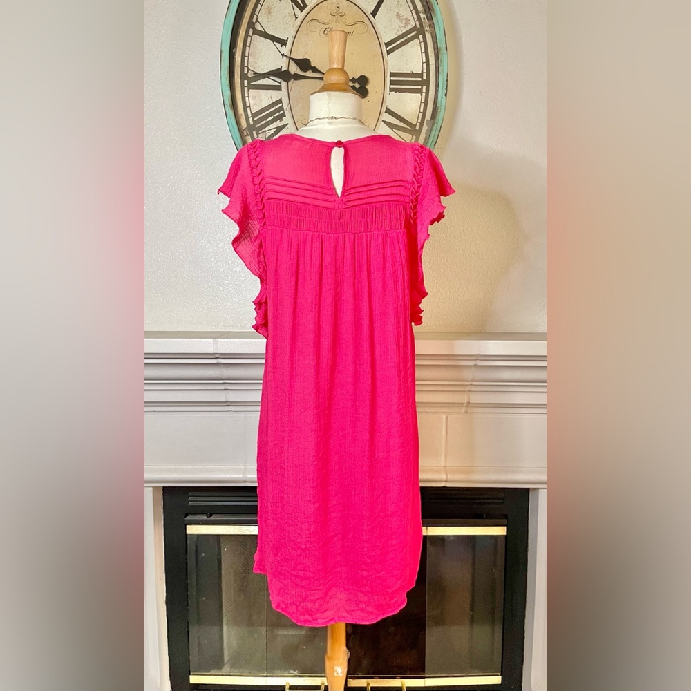 Indigo Rose Pink Flutter Sleeves Sundress